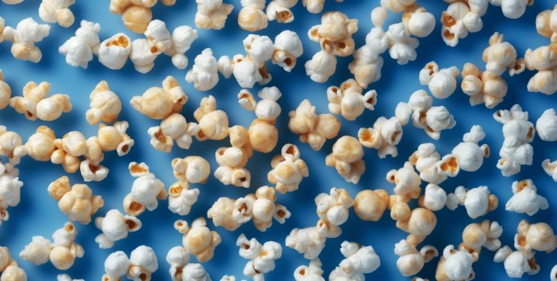 entertainment cinema blue white box poster background popcorn food corn snack. Generative AI.
