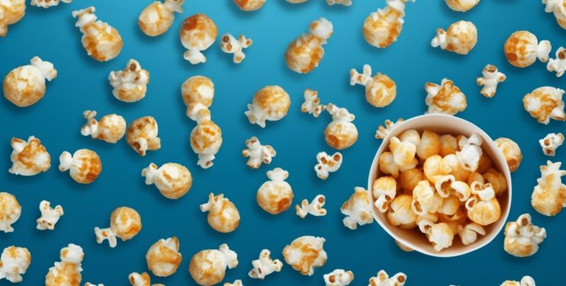blue snack popcorn cinema tasty white box background food entertainment corn. Generative AI.